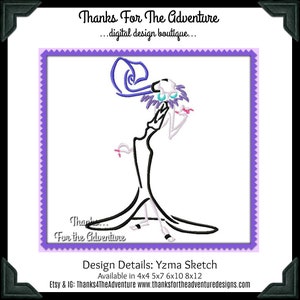 Yzma from The Emperor&#39;s New Groove Sketch Digital Embroidery Machine Design File 4x4 5x7 6x10 8x12