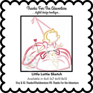 Princess Tiana&#39;s Charlotte Little Lottie Cat from The Princess & the Frog Sketch Digital Embroidery Machine Design File 4x4 5x7 6x10 8x12
