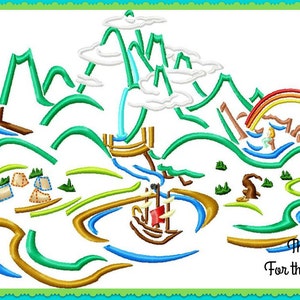 Neverland-kaart van Peter Pan Sketch digitale borduurmachine ontwerpbestand 5 x 7 6 x 10