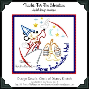 Circle of Sorcerer Apprentice Mickey Fantasia Fantasmic Sketch Combo Digital Embroidery Machine Design File 5x7 6x10 8x12