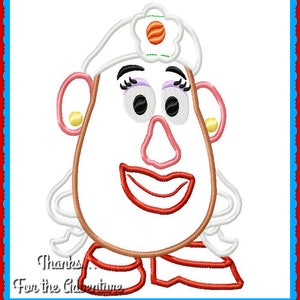 Toy Story Mrs Potato Head Digital Embroidery Machine Applique Design File 5x7 and 6x10 8x12
