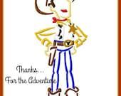 Woody from Toy Story Sketch Digital Embroidery Machine Design File 5x7 6x10