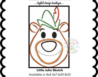 Little John from Robin Hood Fox Digital Embroidery Machine Sketch Design File 4x4 5x7 6x10 8x12