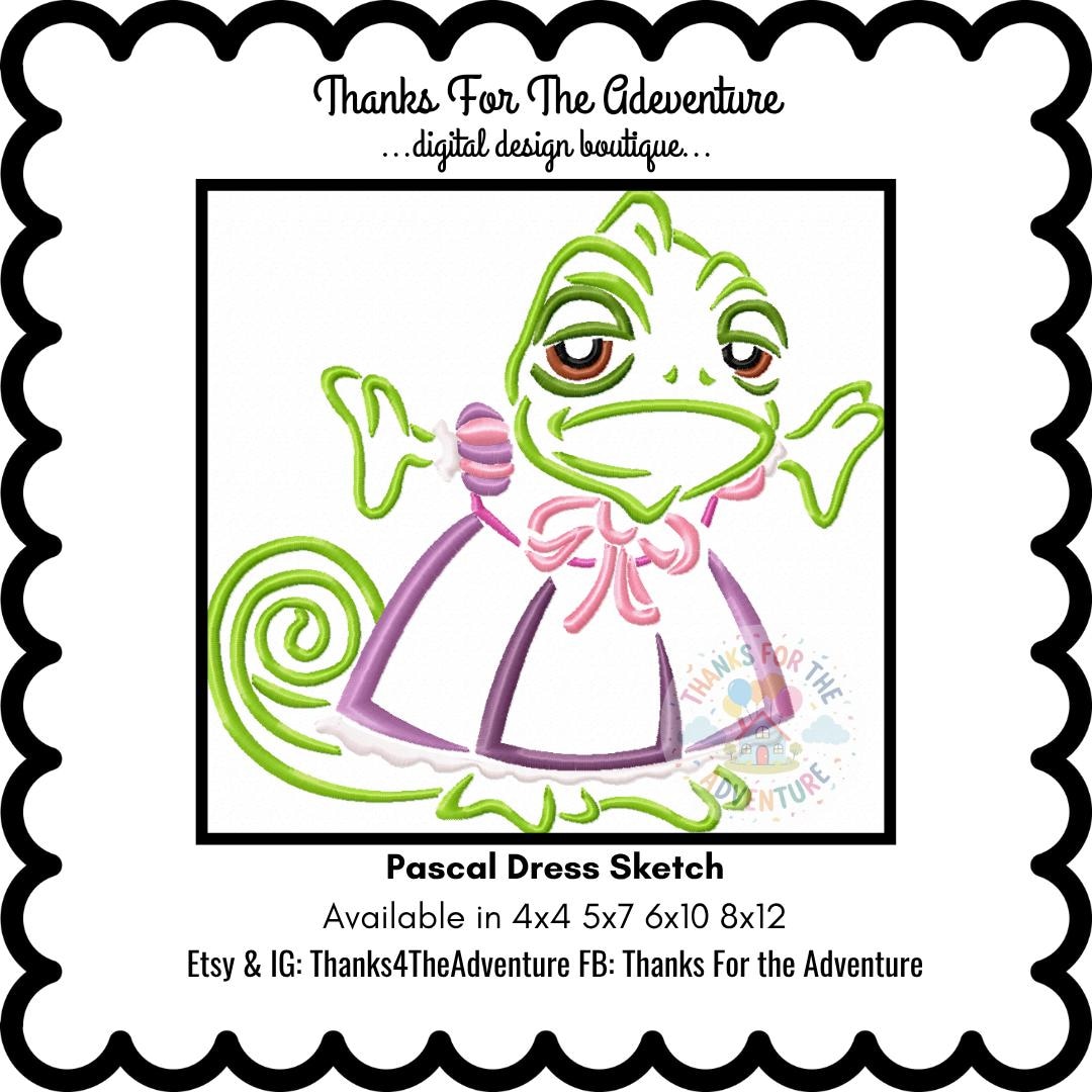 Rapunzel's Chameleon Pascal in a Dress From Tangled Sketch Digital
