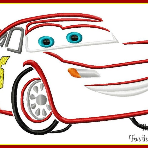 Ka Chow! Lightning McQueen la voiture de course de Cars Machine à broder numérique Sketch Design File 4x4 5x7 6x10