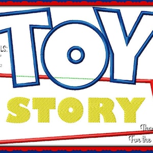 Toy Story Logo Applique Digital Embroidery Machine Design File 4x4 5x7 6x10 8x12