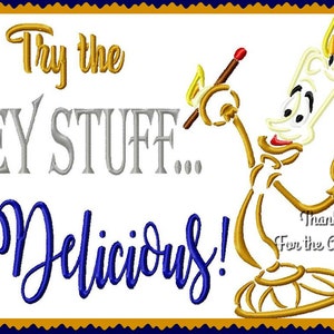 Try the Grey Stuff It&#39;s Delicious! Lumiere the Candlestick from Beauty and the Beast Digital Embroidery Machine sketch Design File 5x7 6x10