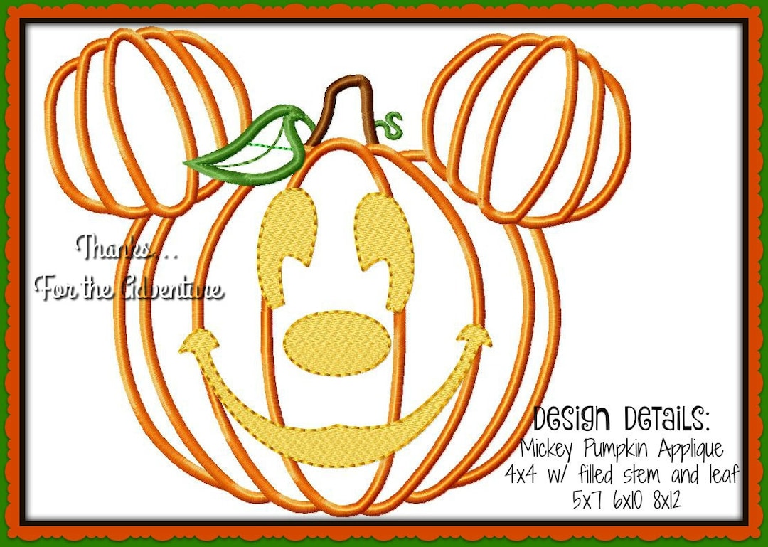 Applique Halloween Mickey Mouse Jack O' Lantern Pumpkin Digital ...
