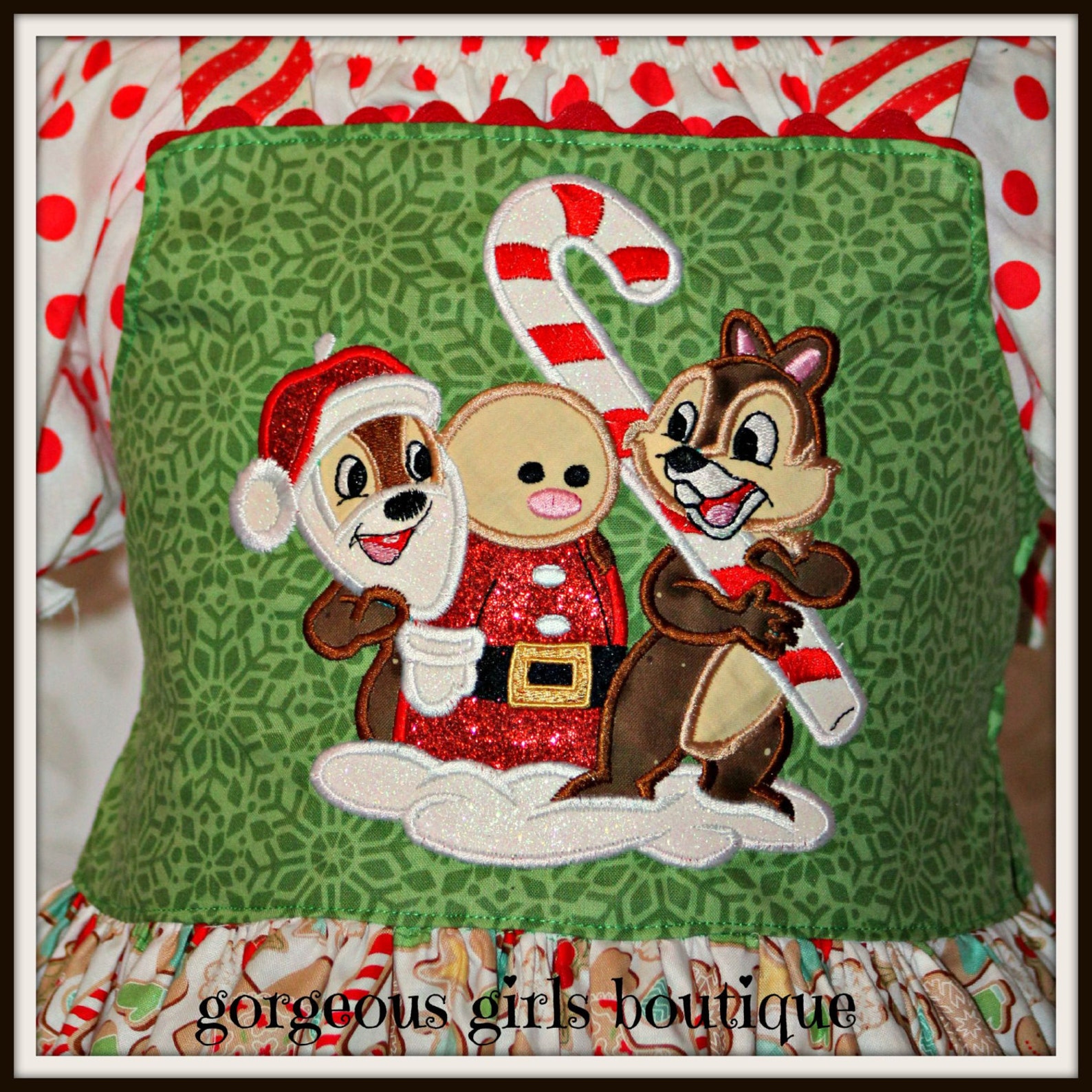 Chip and Dale Santa Candle Christmas Digital Embroidery Machine