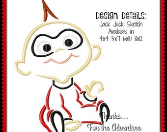 Baby Jack Jack el superhéroe de Los Increíbles II Boceto Bordado digital Archivo de diseño de máquina 4x4 5x7 6x10 8x12