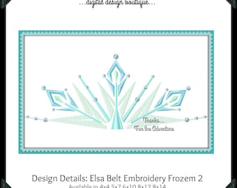 Queen Elsa Frozen 2 Snowflake Ice Cosplay Costume Belt Digital Embroidery Machine Design File 4x4 5x7 6x10 8x12 8x14
