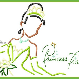 Princess Tiana from The Princess and the Frog Autograph Sketch Combo Digital Embroidery Machine Design File 5x7 6x10