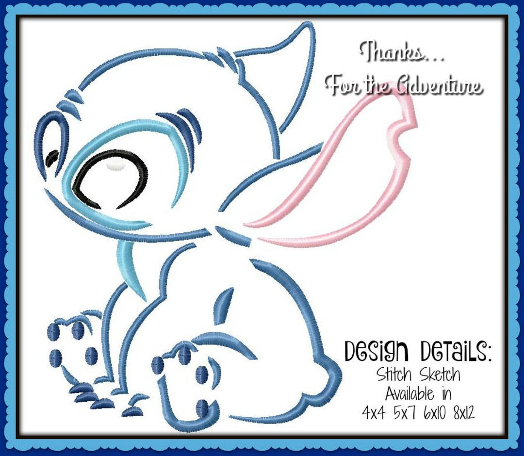 Stitch From Lilo and Stitch Sketch Digital Embroidery Machine - Etsy