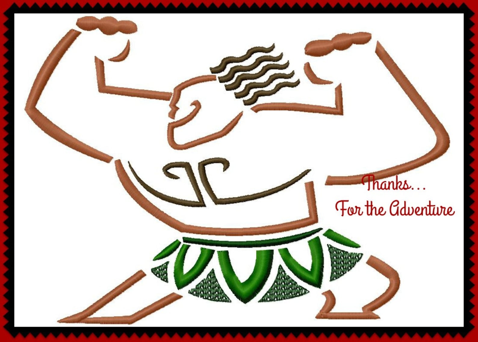 Maui From Moana Sketch Digital Embroidery Machine Design File 4x4 5x7