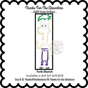 Ferb de Phineas et Ferb esquisse fichier de conception de broderie Machine numérique 4 x 4 5 x 7 6 x 10 8 x 12