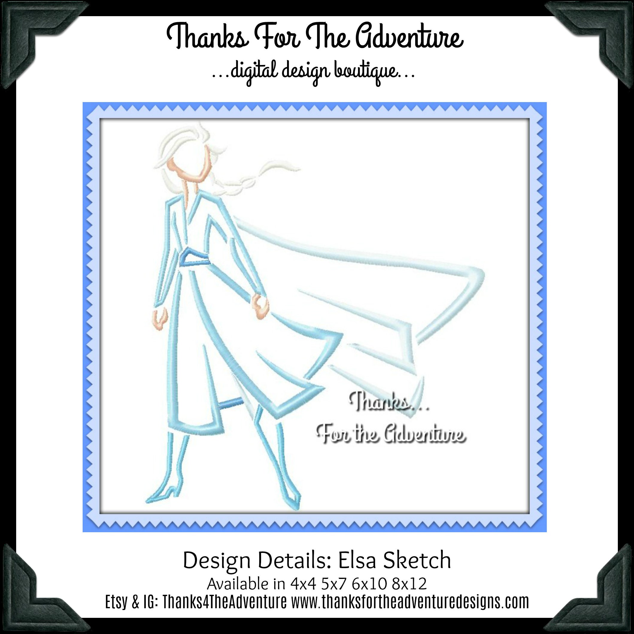 Queen Elsa From Frozen 2 Sketch Digital Embroidery Machine