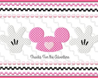 Hey Minnie Mouse Club Hat and Hands Faux Smocking Digital Embroidery Machine Design File 4x4 5x7 6x10