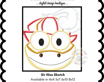 Sir Hiss from Robin Hood Fox Digital Embroidery Machine Sketch Design File 4x4 5x7 6x10 8x12