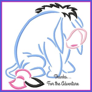 Eeyore from Winnie the Pooh Sketch Digital Embroidery Machine  Design File 4x4 5x7 6x10