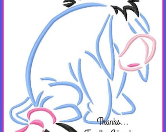 Eeyore from Winnie the Pooh Sketch Digital Embroidery Machine  Design File 4x4 5x7 6x10