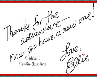 Thanks For The Adventure Wording Carl and Ellie from Up Digital Embroidery Machine Applique Design File 4x4 5x7 6x10