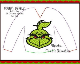 In der Creole ITH Santa Green Mean One Christmas Doll Pullover - wie besprochen auf "Thanks For The Adventure Digital Design Boutique"