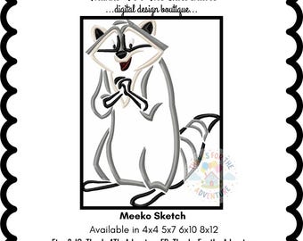 Meeko the Raccoon from Pocahontas Sketch Digital Embroidery Machine  Design File 4x4 5x7 6x10 8x12