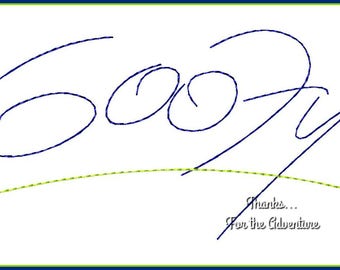 Goofy Autograph Digital Embroidery Machine Applique Design File 4x4 5x7 6x10