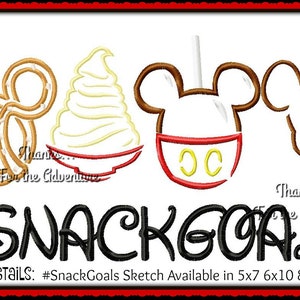 スナックゴール #SnackGoals ミッキー プレッツェル キャンディ アップル アイスクリーム パイナップル ホイップ デジタル刺繍機デザイン 5x7 6x10 8x12 8x14