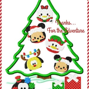 Advent Christmas Tsum Tree- Mickey Minnie Donald Goofy Daisy Pluto Digital Embroidery Machine Applique Design File 5x7 6x10 8x12