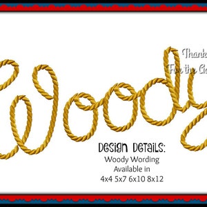 Sheriff Woody the Cowboy from Toy Story Autograph Digital Embroidery Machine Design File 4x4 5x7 6x10 8x12