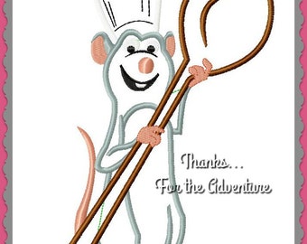 Remy the Little Chef de Ratatouille Digital Embroidery Machine Applique Design File 5x7 6x10