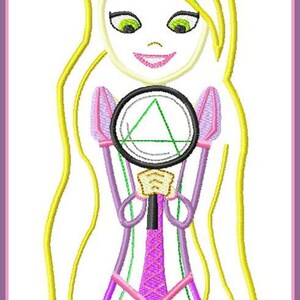 Tangled Rapunzel Frying Pan Digital Embroidery Machine Applique Design File