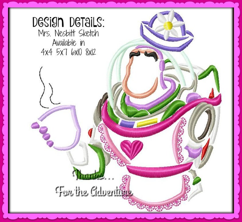 Mrs. Nesbitt Buzz Lightyear Space Ranger from Toy Story Sketch Digital Embroidery Machine Design File 4x4 5x7 6x10 8x12 image 1