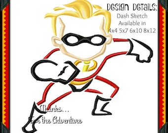 Dash el superhéroe de Los Increíbles 2 II Boceto Archivo de diseño de máquina de bordado digital 4x4 5x7 6x10 8x12