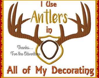 I Use Antlers in All of My Decorating Gaston Deer Antlers Beauty and the Beast Digital Embroidery Machine Applique Design File 4x4 5x7 6x10