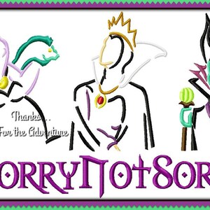 La Reina Malvada, Úrsula, Maléfica #SorryNotSorry Boceto Archivo de diseño de máquina de bordar digital 6x10 8x12 8x14