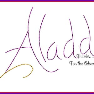 Aladdin Princess Jasmine&#39;s Prince from Aladdin Autograph Digital Embroidery Machine Design File 4x4 5x7 6x10