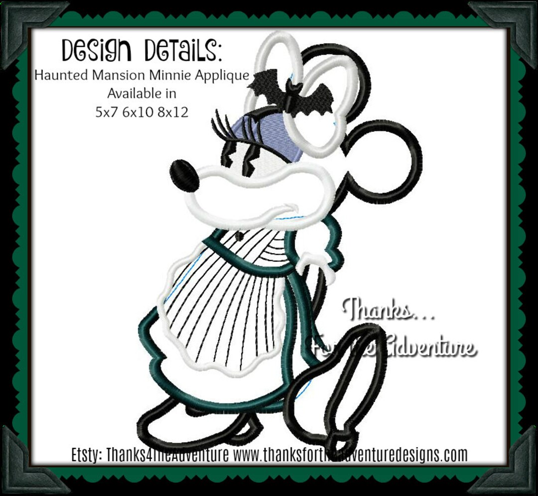 Minnie Mouse Haunted Mansion Maid Cast Member Applique Digital - Etsy