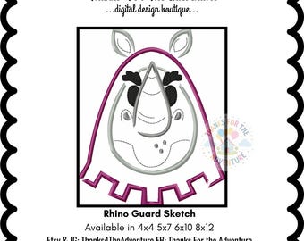 Rhino Guard from Robin Hood Fox Digital Embroidery Machine Sketch Design File 4x4 5x7 6x10 8x12