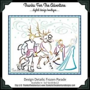 Princess Frozen 2 Anna Elsa Olaf Snowman Kristof Sven Digital Embroidery Machine Design Sketch 5x7 6x10 8x12