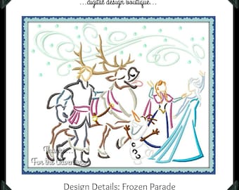 Princess Frozen 2 Anna Elsa Olaf Snowman Kristof Sven Digital Embroidery Machine Design Sketch 5x7 6x10 8x12