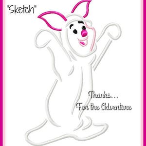Halloween Piglet Ghost from Winnie the Pooh Digital Embroidery Machine Sketch Design File 4x4 5x7 6x10