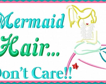 Mermaid Hair... Don't Care!  Mermaid Lagoon from Peter Pan's Neverland Sketch Digital Embroidery Machine Applique Design File 5x7 6x10