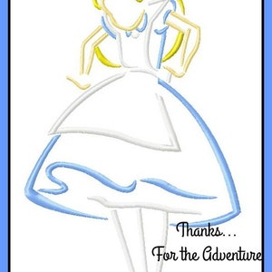 Alice in Wonderland- Tall Alice Sketch Digital Embroidery Machine Design File 4x4 5x7 6x10