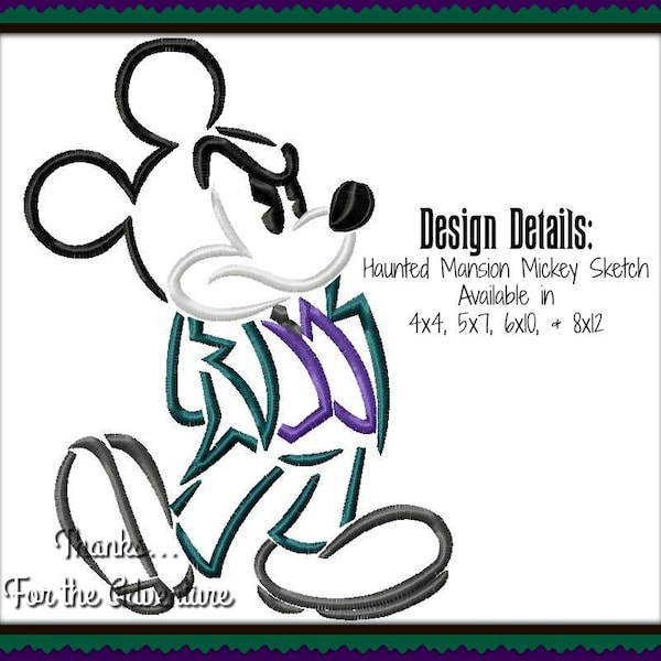 Szkic nawiedzonego dworu Myszki Miki Cyfrowa maszyna do haftu Plik 4x4 5x7 6x10 8x12