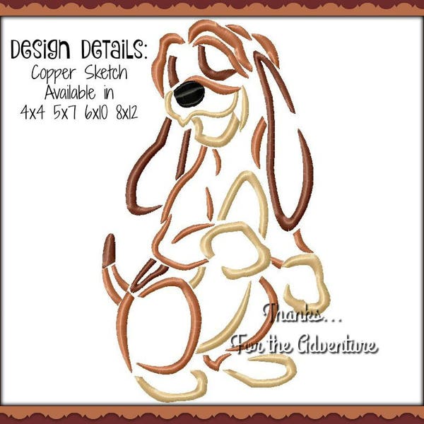 Copper from The Fox and the Hound Sketch Digital Embroidery Machine Design File 4x4 5x7 6x10 8x12