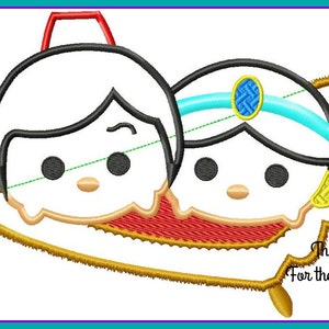 Jasmine Aladdin and the Magic Carpet Tsum Tsum Applique Digital Embroidery Machine Design File 5x7 6x10