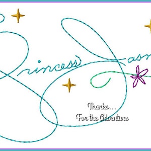 Princess Jasmine from Aladdin Autograph Digital Embroidery Machine Design File 4x4 5x7 6x10