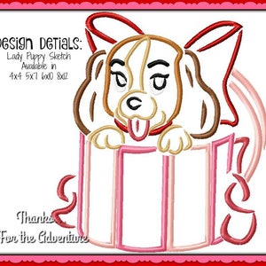 Lady Puppy Dog from Lady and The Tramp Sketch Digital Embroidery Machine  Design File 4x4 5x7 6x10 8x12